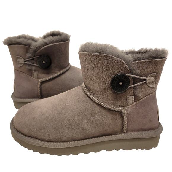 New In Box UGG Australia Women's Mini Bailey Button II Boot Gray Size 6 - Picture 3 of 6